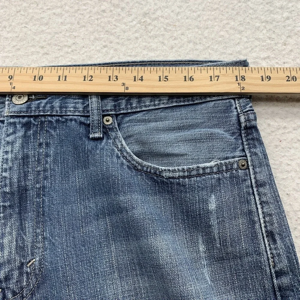 Levi's 514 Jeans Mens 37x30 (Tag 36x30) Light Blue Stone Wash Whiskered Western